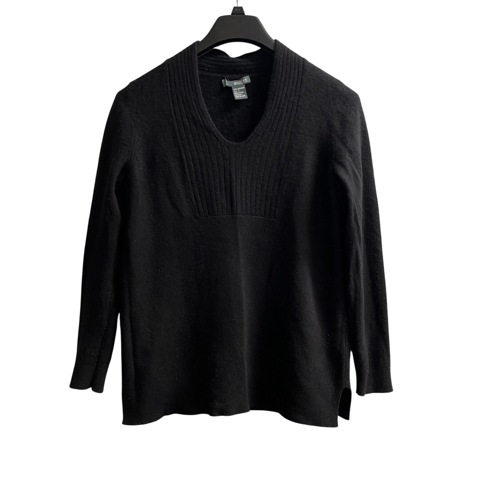 Griffen Cashmere Sweater Black V Neck‎ Pullover Womens S Neutral Quiet Luxury
